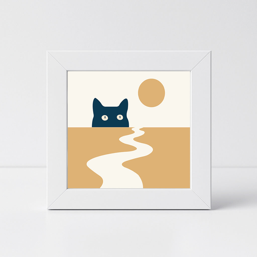 Minimal Cat Sunset Mini Frame