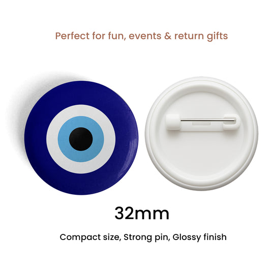 Evil Eye Blue Pin Badge Set - 32mm
