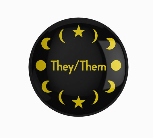 They/Them Moon Star Pin Badge