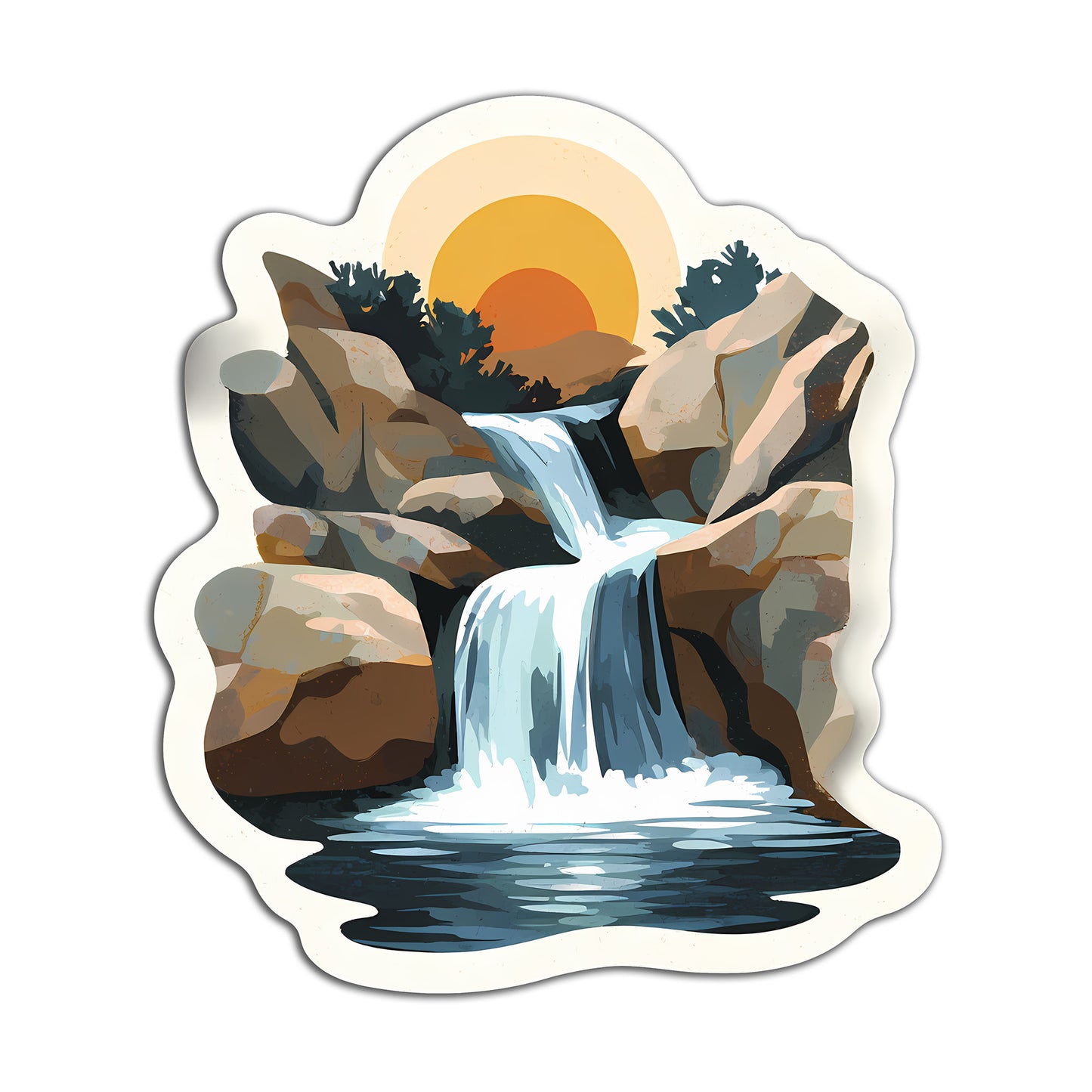 Nature River Waterfall Sticker