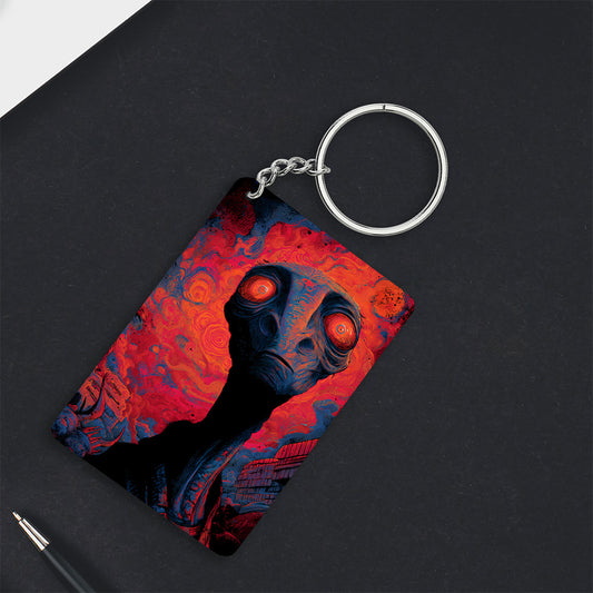 Fiery Alien Keychain