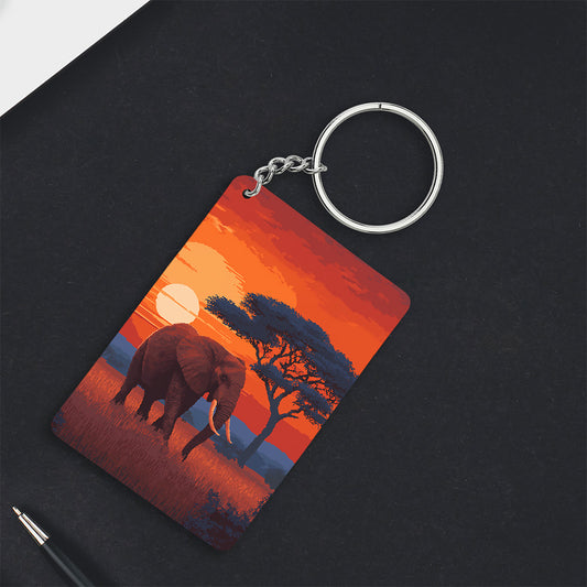 Elephant Sunset Safari Keychain