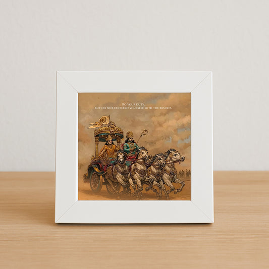 Bhagavad Gita Krishna Arjuna Mini Desk Frame