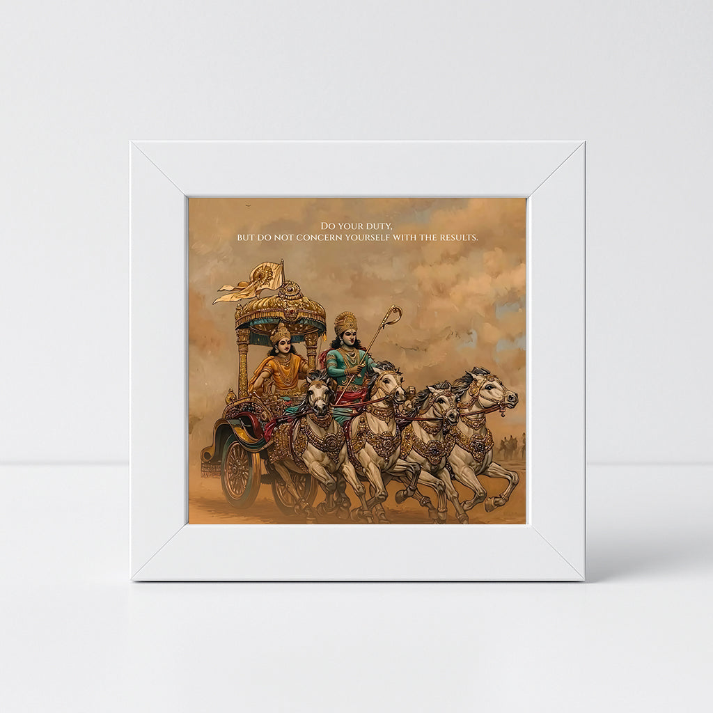 Bhagavad Gita Krishna Arjuna Mini Desk Frame