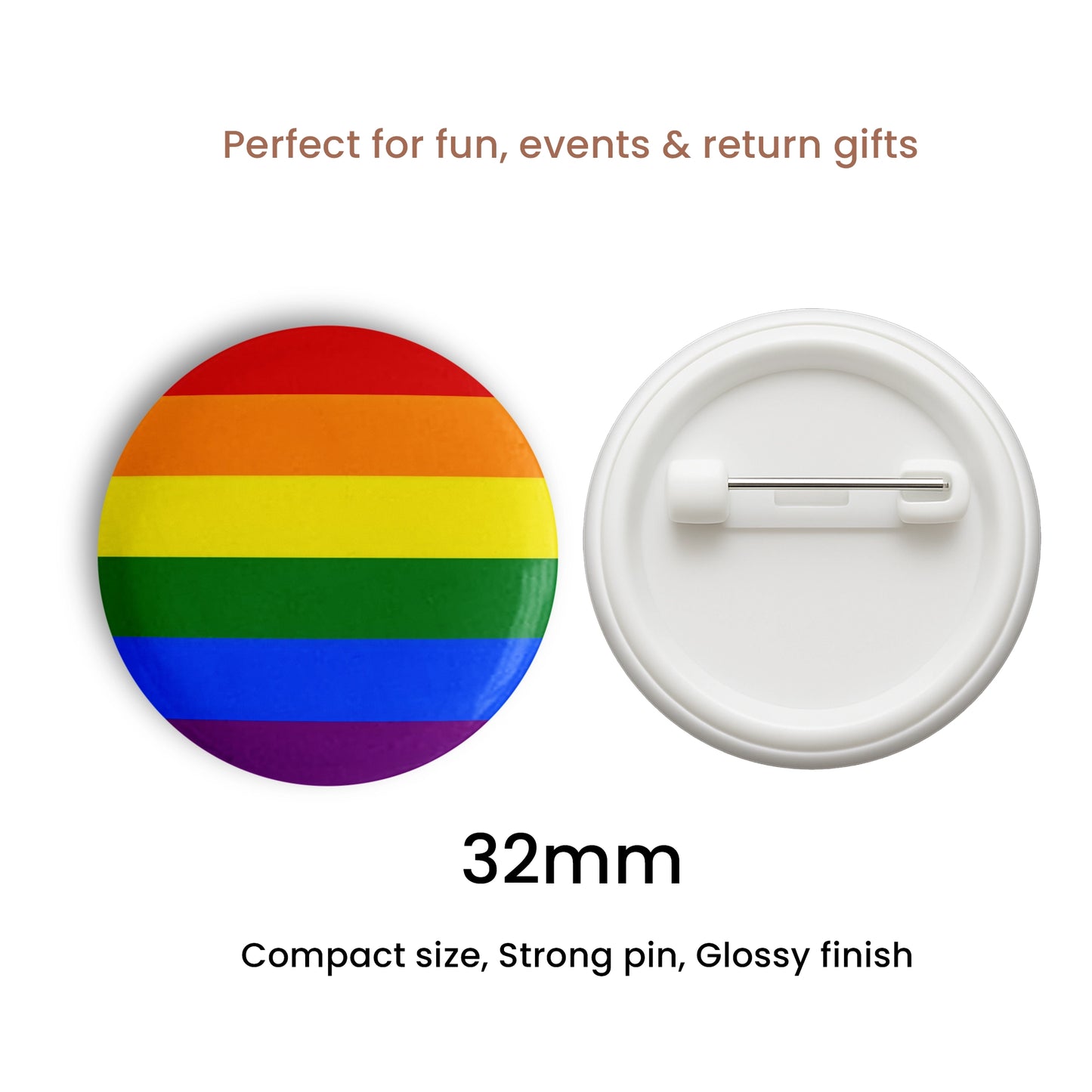 Pride Rainbow Pin Badge 32mm