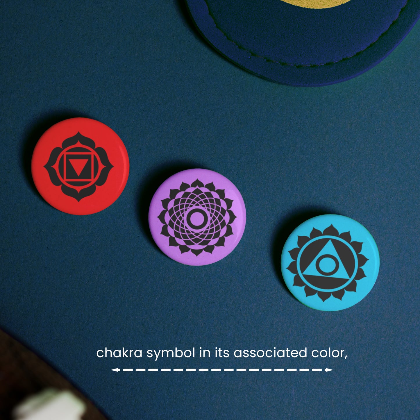 7 Chakras 32mm Pin Badge Set