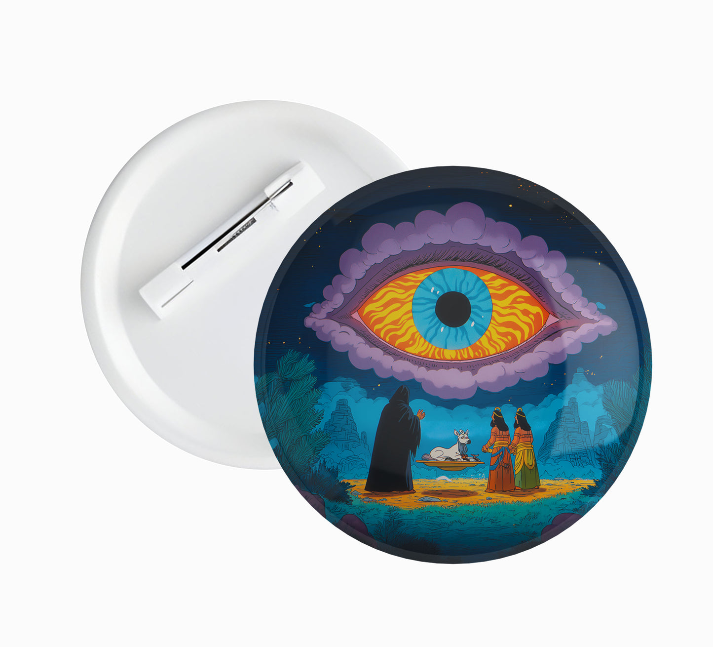 Mystic Eye Pin Badge – 58mm, Glossy Finish