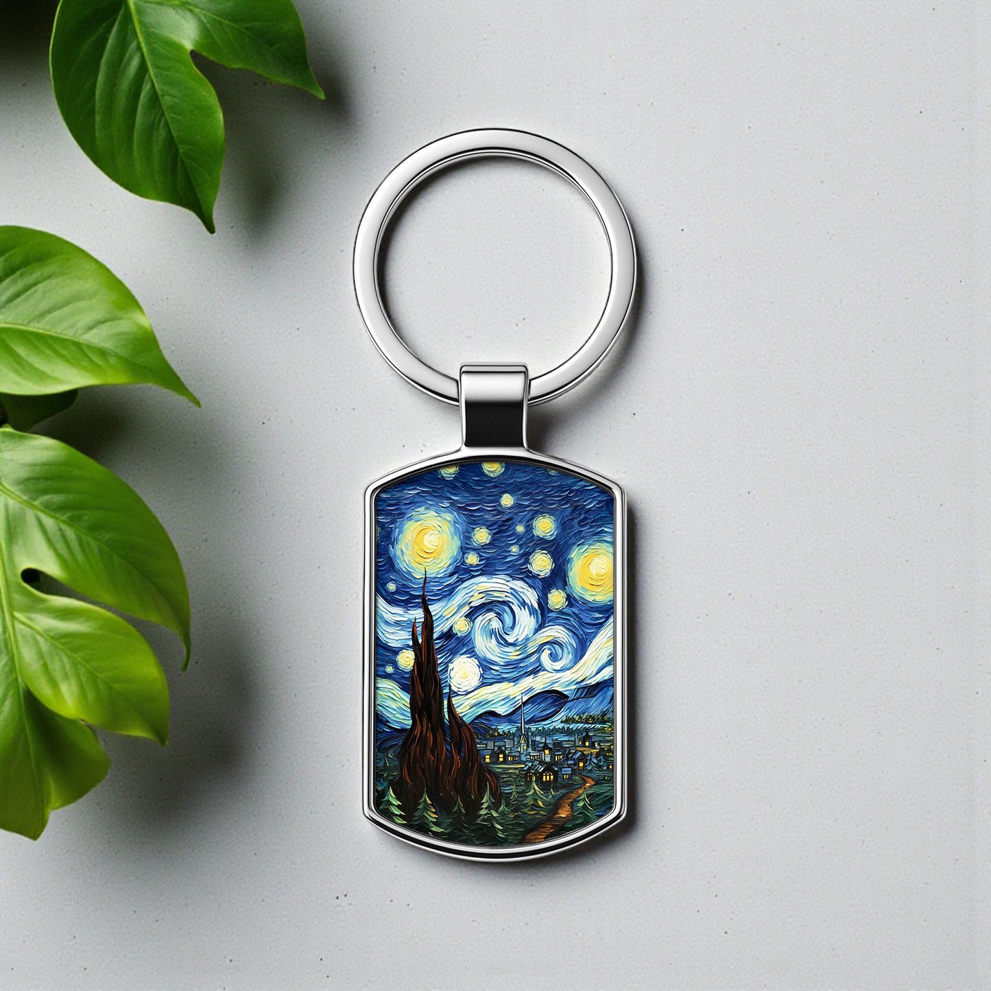 Starry Night Metal Keychain